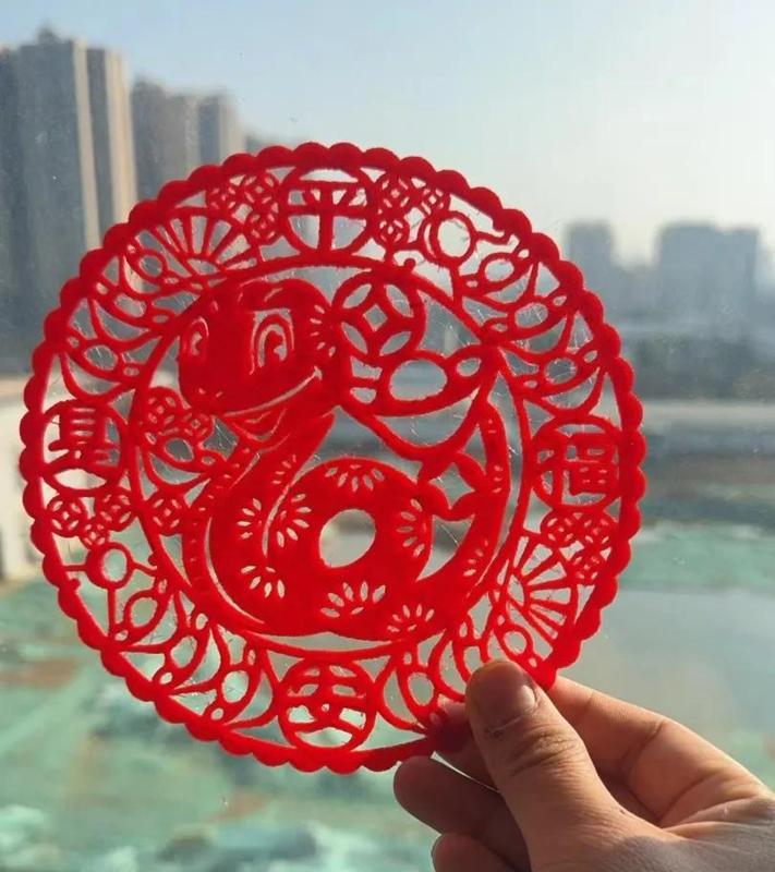 2025 Lunar New Year Window Lattice Paper Cut, Year of the Snake, Peace is Fortune (meaning peace and safety is fortune)