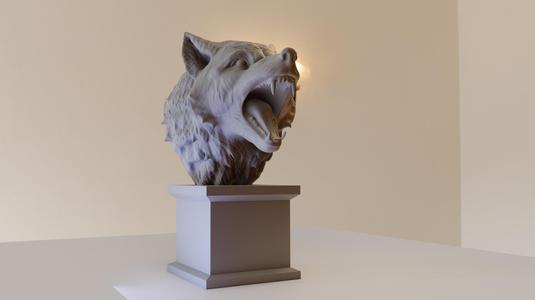 wolf head bust roaring stl