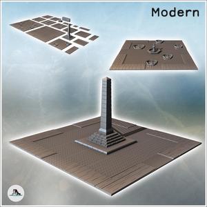 Large modular urban square with a central obelisk or fountain (intact and cratered versions) (23) - Modern WW2 WW1 World War Diaroma Wargaming RPG Mini Hobby