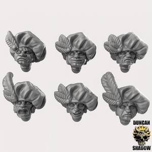 Halfling heads with Floppy Hats (Pre Supported) (S)