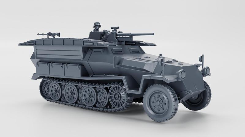 Half-track Sd.Kfz.251/7 II Ausf.C Pionerpanzerwagen + Crewmen (Germany, WW2)