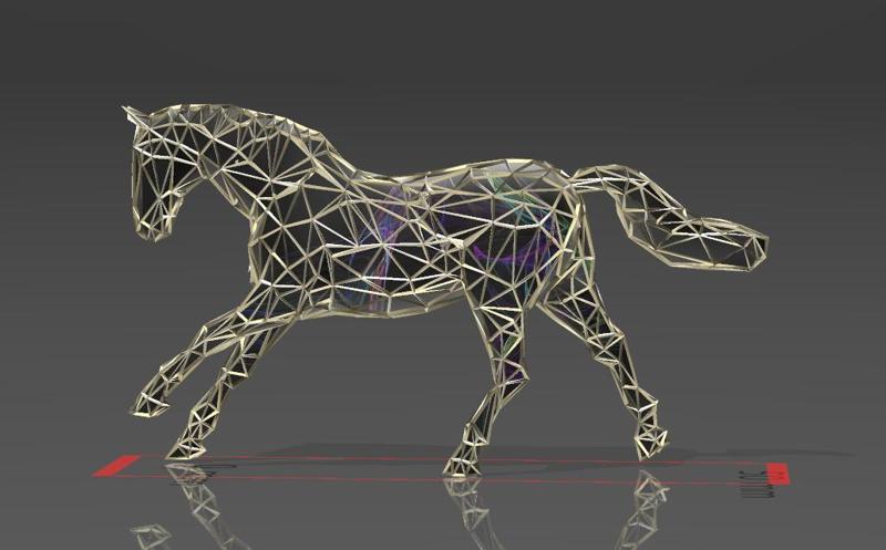Horse 18 - Low Voronoi Style - Single Spider Web - LowPoly - Perfect Design - Easy Print - Decor