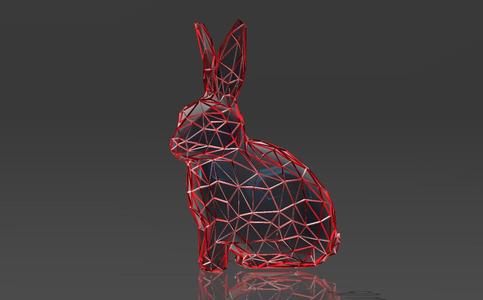 Waiting Rabbit - Low Voronoi Style - Single Spider Web - LowPoly - Perfect Design - Easy Print - Decor
