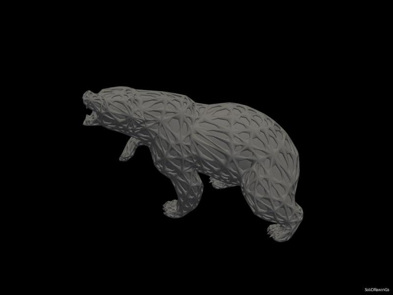 Cute Paws Bear - Voronoi Style - Spider Web - LowPoly - Perfect Design - Easy Print - Decor