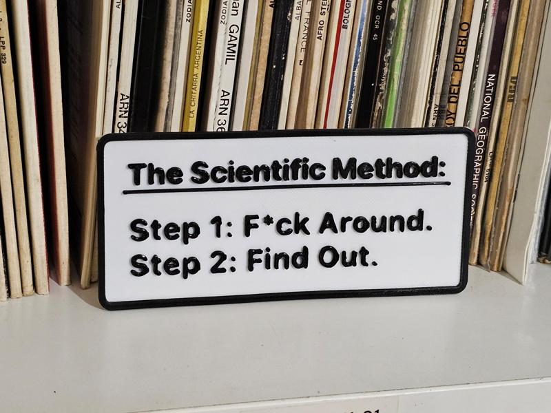 Scientific method sign / badge