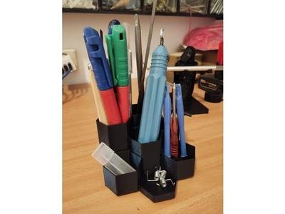 Hexagonal Desktop Organizer for Writing Tools and Supplies