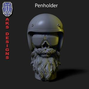 Biker skull version 6 Penholder and flowerpot