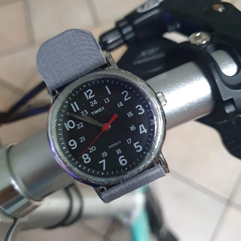 Bicycle handlebar Timex Indiglo watch mount