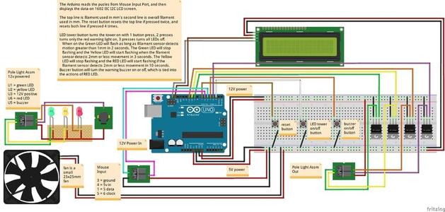 Filament Counter with Warning Lights and Buzzer