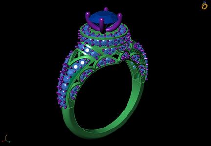 Luxury Halo Engagement Ring 3D CAD Jewelry Model STL  3DM