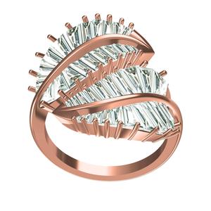 Large Leaves Inspired Baguette Set Ring