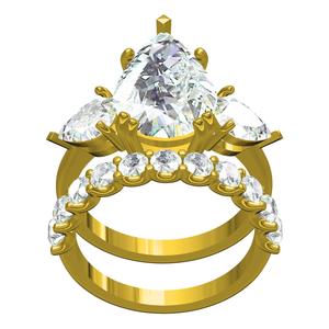 Pear Stone Solitaire Engagement Ring with Band