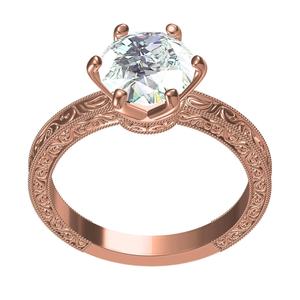 Single Diamond Engraving Solitaire Engagement Ring