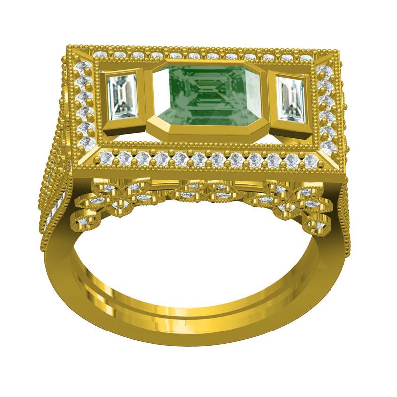 Green Emerald Womens Cocktail Ring 2