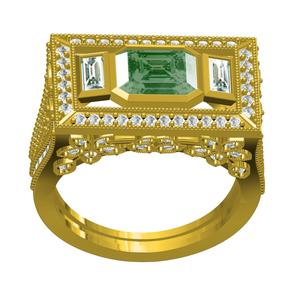 Green Emerald Womens Cocktail Ring 2