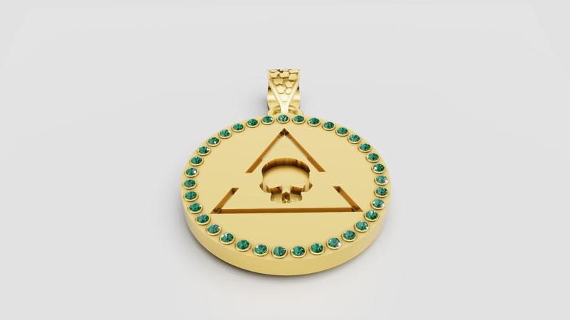 emerald skull pendant  3D printable model