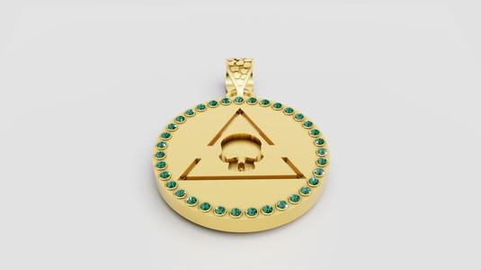 emerald skull pendant  3D printable model