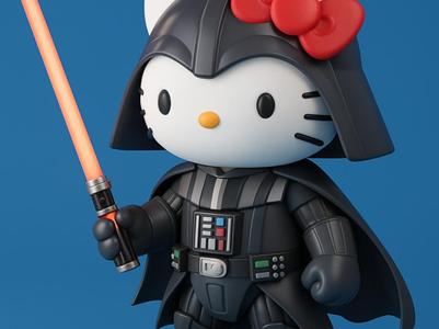 Darth Hello Kitty – Cute Cat Warrior Figurine