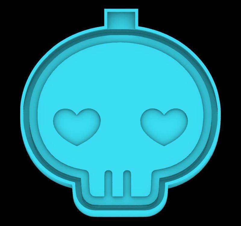 Minimalist skull with heart eyes - freshie mold - STL for silicone mold