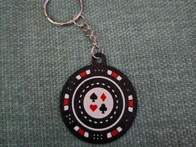 Minimalist Art Casino Poker Chip Keychain