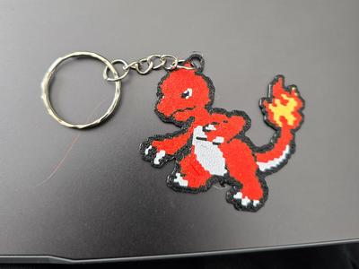 Pixel Art Keychain Pokemon Charmander Design