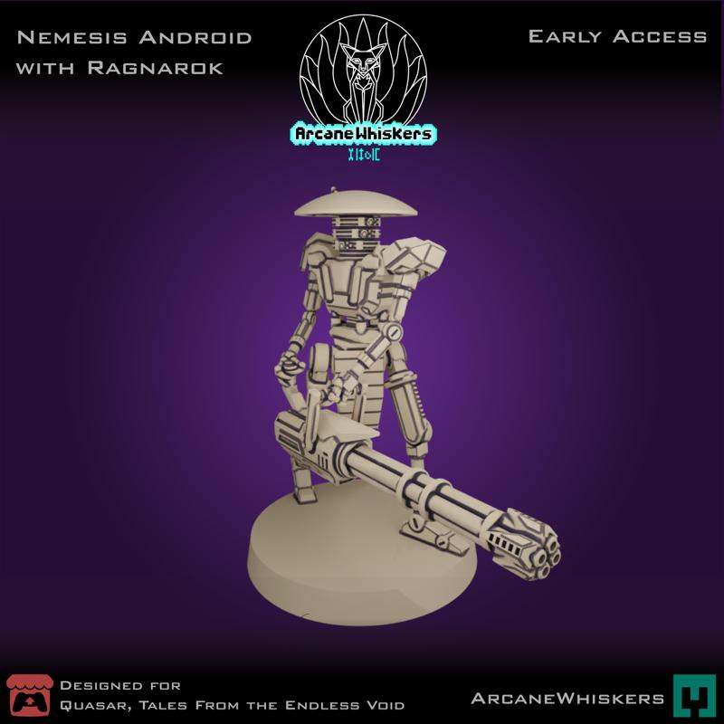 Nemesis combat android with Ragnarok Gatling gun