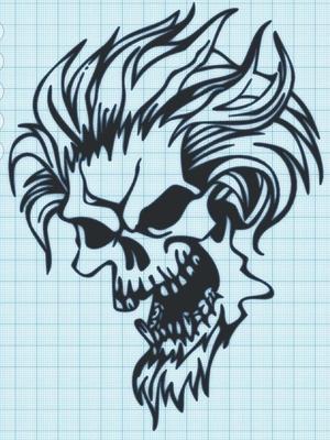 SKULL - WILD HAIR - WALL ART