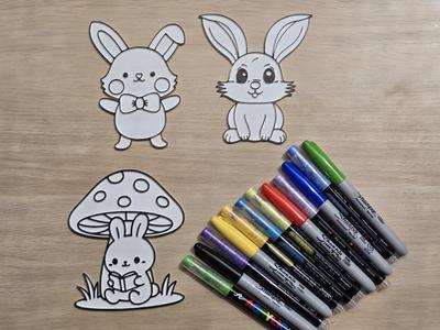 Kawaii Bunny Rabbit Mushroom Coloring