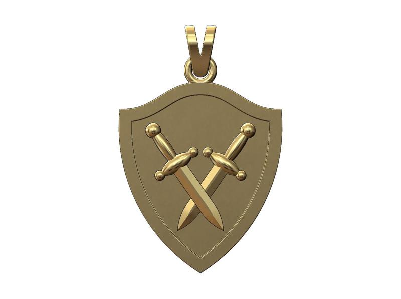 Double Dagger shield pendant with bail
