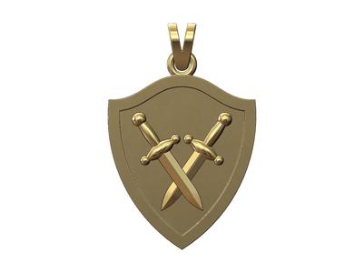 Double Dagger shield pendant with bail