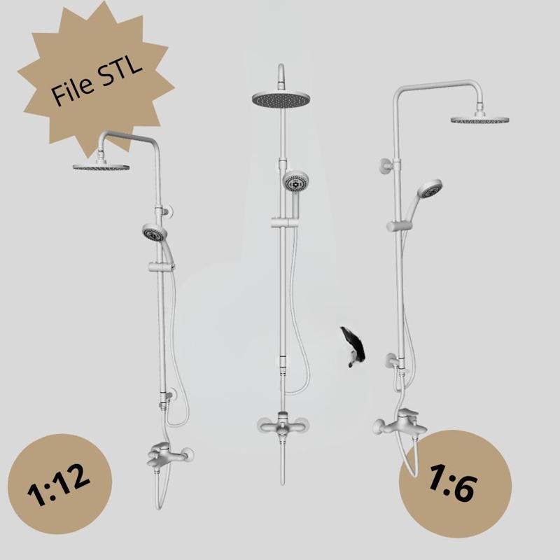 STL file Miniature Shower Column - Doll's House Bathroom Accessories - Scales 1.6 and 1.12