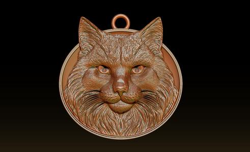 Bas-relief jewelry portrait of a bust of a cat