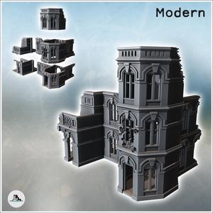 Ruined baroque building with balcony and ornate windows (15) - Modern WW2 WW1 World War Diaroma Wargaming RPG Mini Hobby