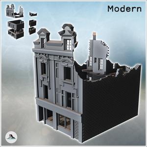 Ruined baroque-style building with a ground-floor shop (13) - Modern WW2 WW1 World War Diaroma Wargaming RPG Mini Hobby
