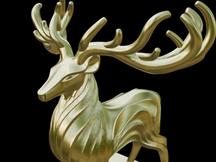 Abstract Deer Sculpture – Modern Art Style