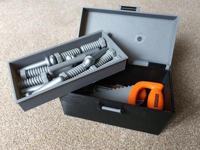 Kids Toolbox with locking latch and tray
