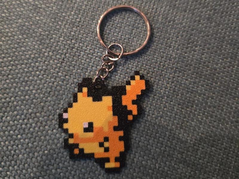 Minimalist Pixel Art Pokémon Pikachu Keychain