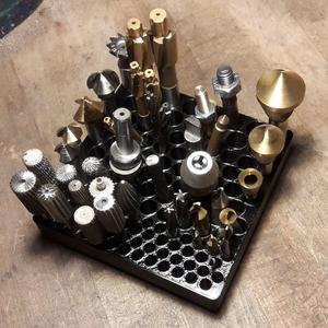 Gridfinity 3x3 tray for various shank size tools for lathe or mill