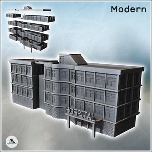 Modern Flat Roof Hospital with Wave Architecture (Intact Version) (8) - Cold Era Modern Warfare Conflict World War 3 RPG  Post-apo WW3 WWIII