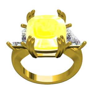 Cushion with Trillion Stone Solitaire Engagement Ring
