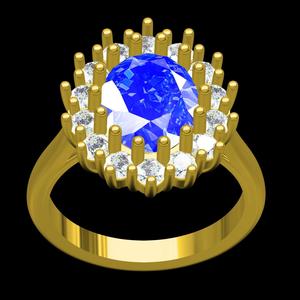 Blue Sapphire Oval Flower Ring