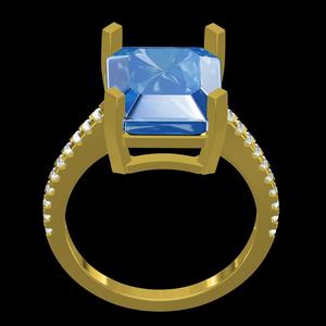 Emerald Cut Blue Gemstone Ring