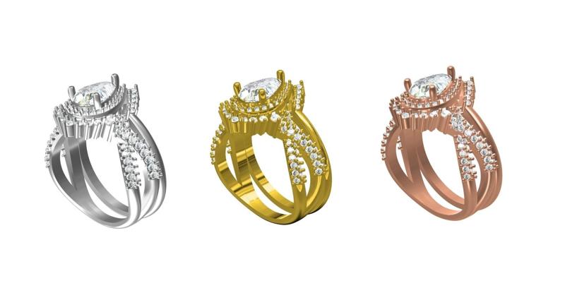 Pear Shape Halo Solitaire Ring With Band
