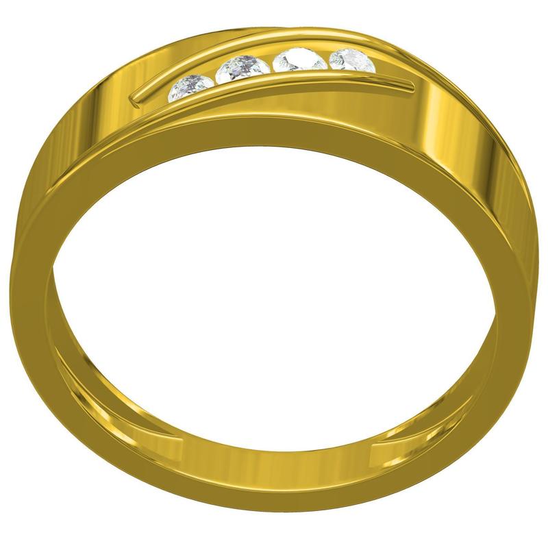 4 Diamond Simple Mens Ring