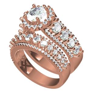 Micro Pave Set Women Fancy Ring with Band