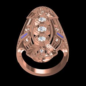 Unique Art Deco Style Womens Ring
