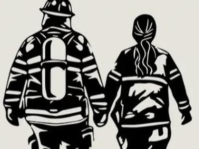 Firefighter Man with Woman Wall Art