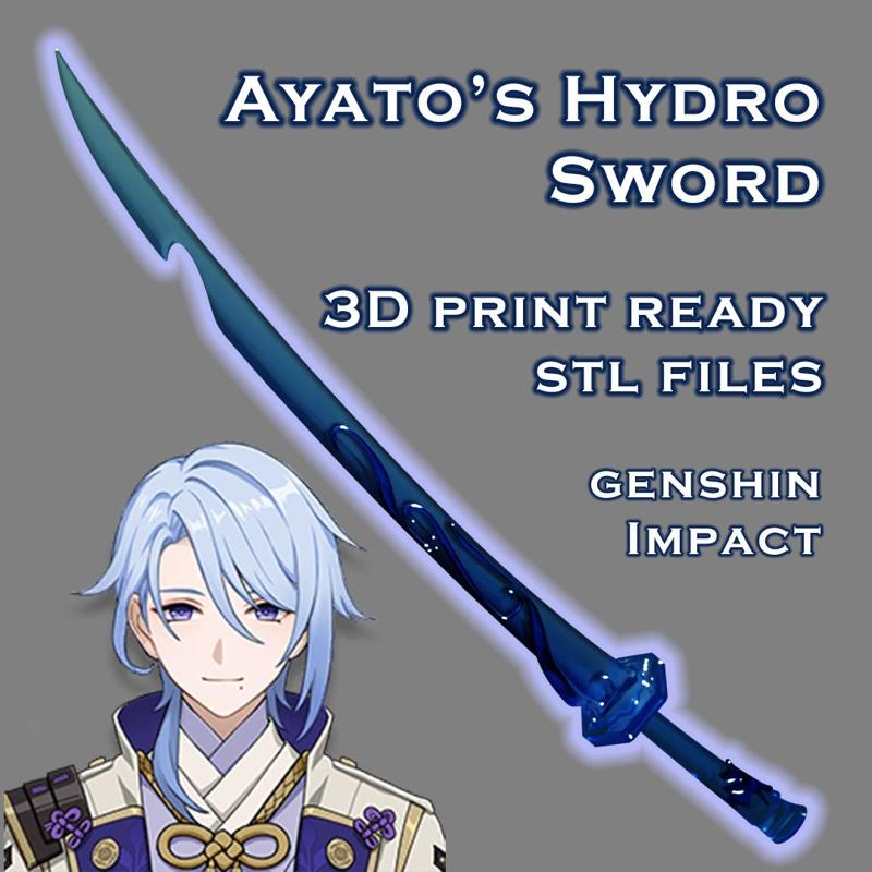Ayato's Hydro Sword -- Genshin Impact -- Sliced Print Ready