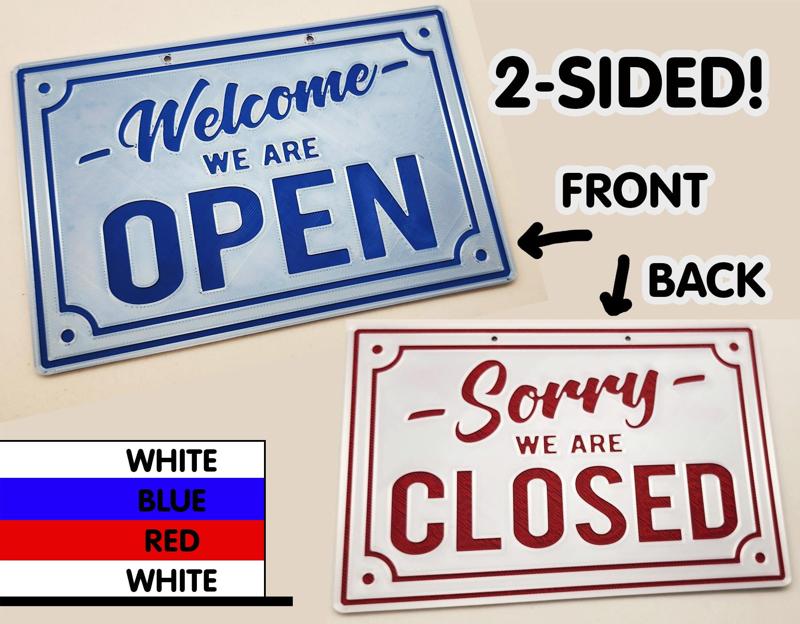 Double-Sided Open/Closed Sign 2 to 4 Colors (See Video)