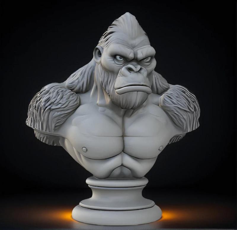 King Kong Head Bust 3D Model - STL Printable Giant Ape Sculpture